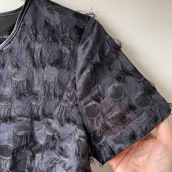 Banana REPUBLIC EYELASH DOT SHORT SLEEVE SHIFT DRESS NAVY BLUE/BLACK - Picture 5 of 13